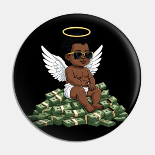 Get Money Black Angel Pin