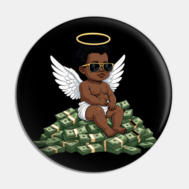Get Money Black Angel Pin by UrbanLifeApparel