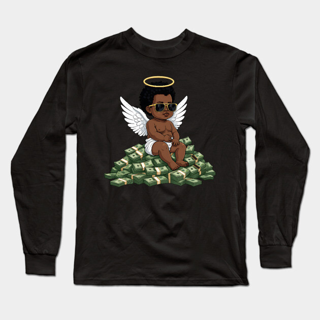 Get Money Black Angel Long Sleeve T-Shirt by UrbanLifeApparel