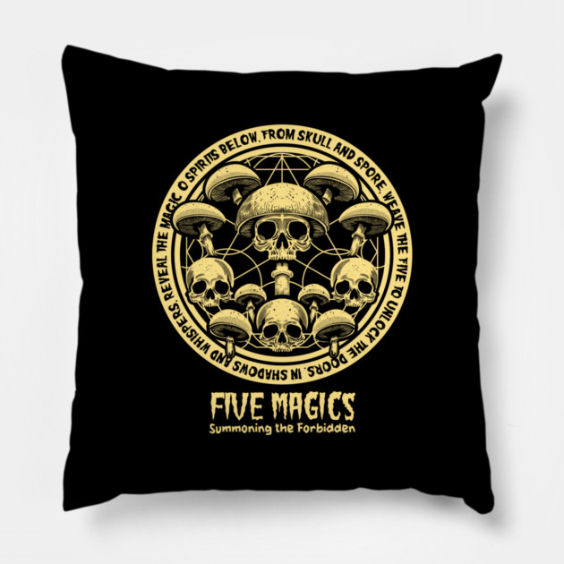 FIVE MAGICS Pillow by artslaves