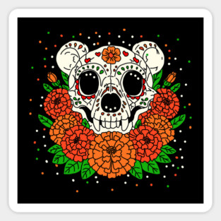 October's Marigolds & Bear Skull Sticker