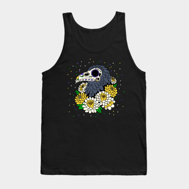 November's' Mums & Crow Skull Tank Top by H. R. Sinclair
