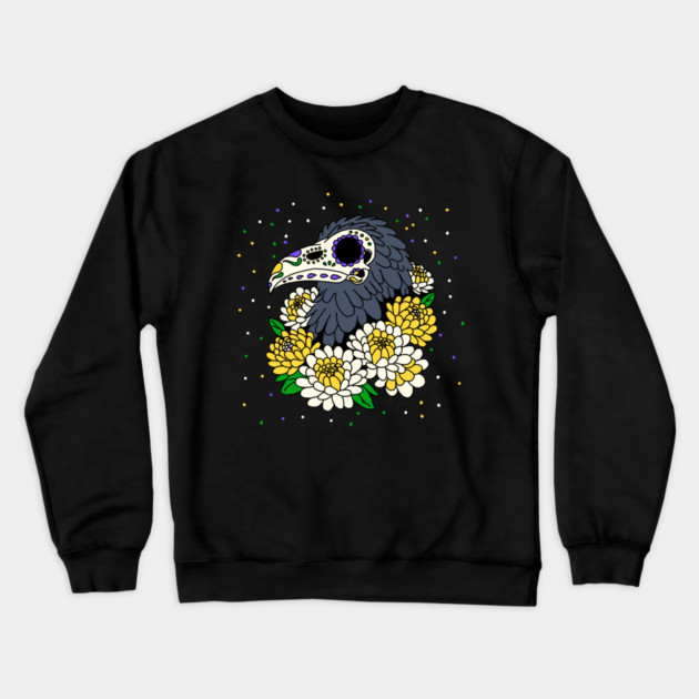 November's' Mums & Crow Skull Crewneck Sweatshirt by H. R. Sinclair