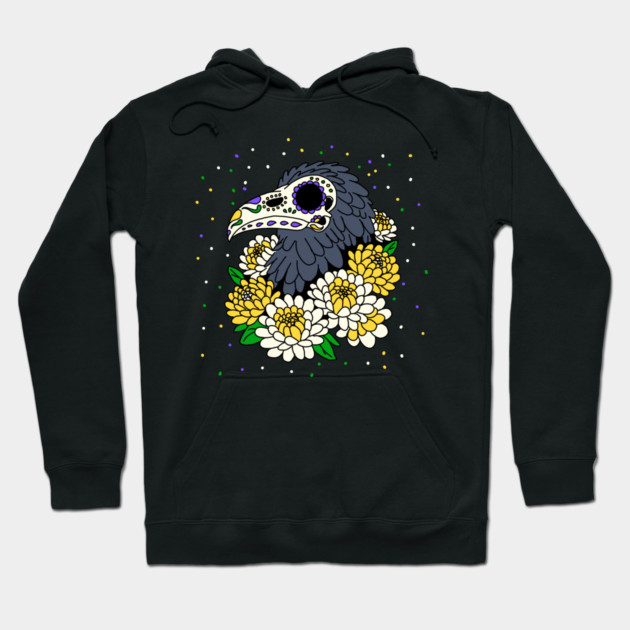 November's' Mums & Crow Skull Hoodie by H. R. Sinclair