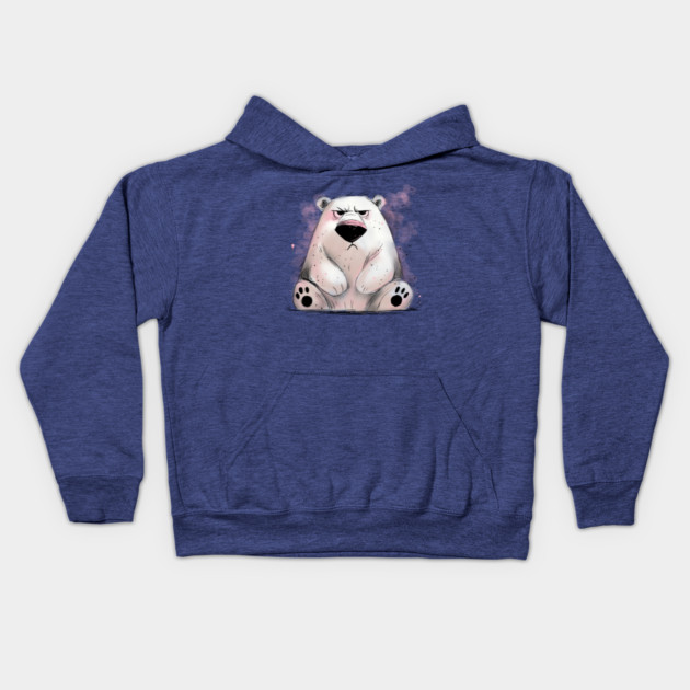 Grumpy Polar Bear Kids Hoodie by H. R. Sinclair
