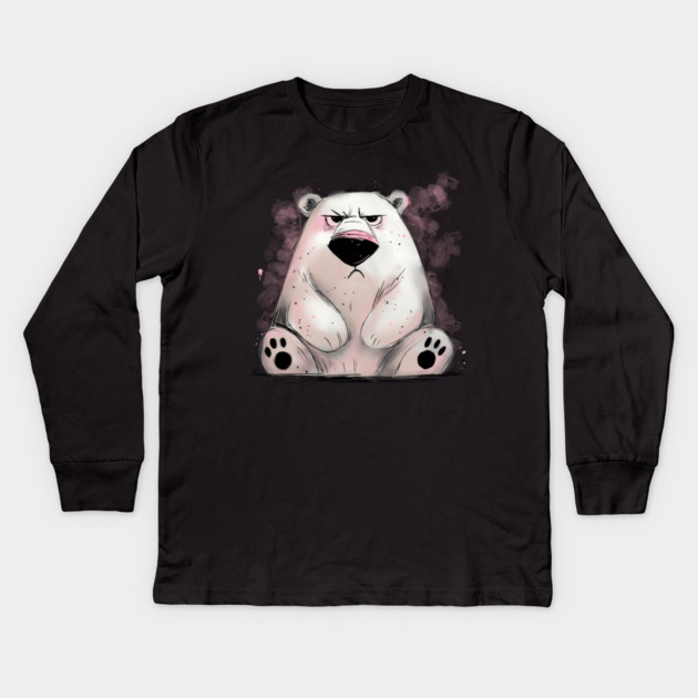 Grumpy Polar Bear Kids Long Sleeve T-Shirt by H. R. Sinclair