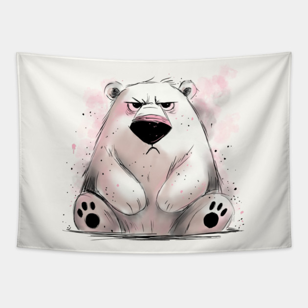 Grumpy Polar Bear Tapestry by H. R. Sinclair