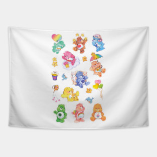 Care Bear Rainbow Nostalgic 80s Retro Vintage Childhood Cartoon Graphic Tapestry