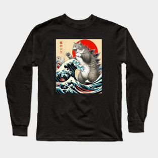 Catzilla Cat Japanese Long Sleeve T-Shirt