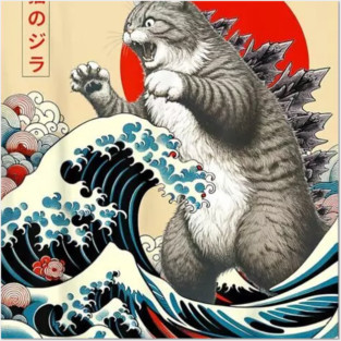 Catzilla Cat Japanese Posters and Art