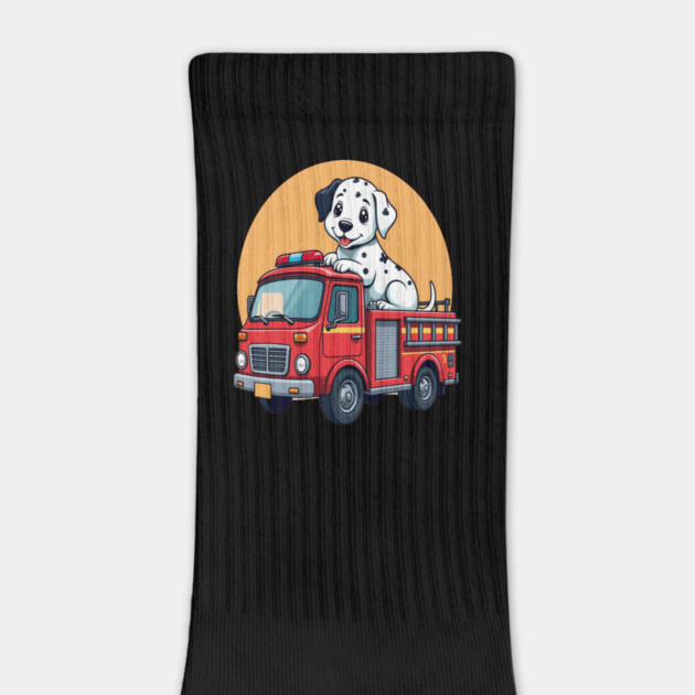Dalmatian Puppy and Red Fire Truck Adorable and Cute Design by BirdsnStuff