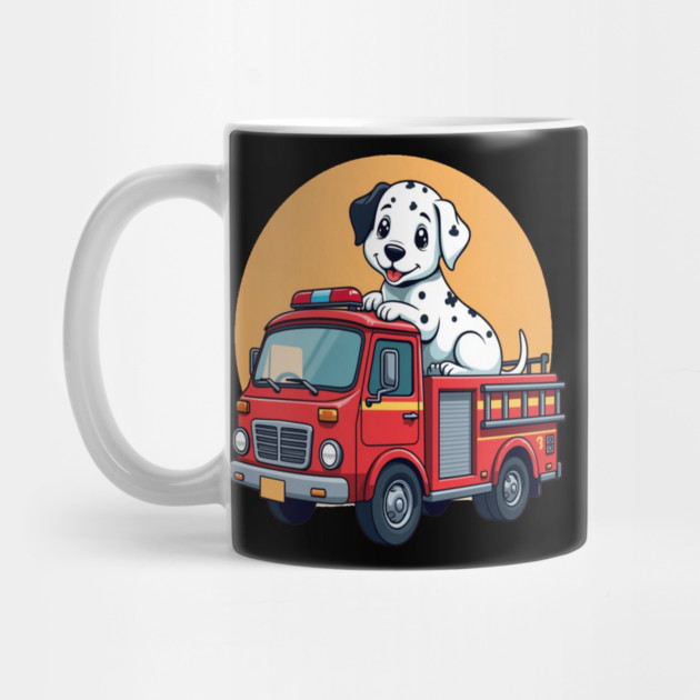 Dalmatian Puppy and Red Fire Truck Adorable and Cute Design by BirdsnStuff
