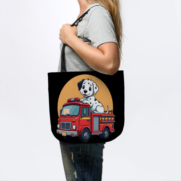 Dalmatian Puppy and Red Fire Truck Adorable and Cute Design by BirdsnStuff