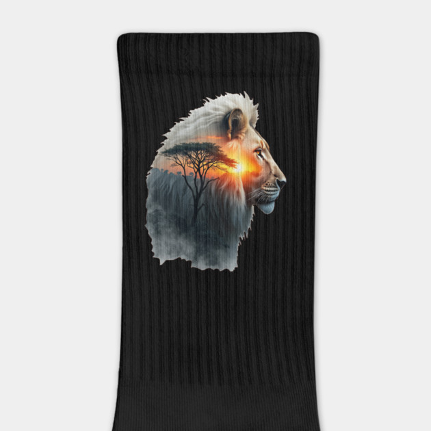 Lion in the African Savannah Double Exposure Nature Lovers by BirdsnStuff