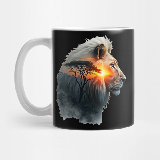 Lion in the African Savannah Double Exposure Nature Lovers by BirdsnStuff