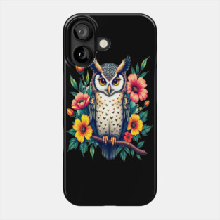 Majestic Owl and Floral Harmony, Nature Enthusiasts Phone Case