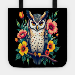 Majestic Owl and Floral Harmony, Nature Enthusiasts Tote