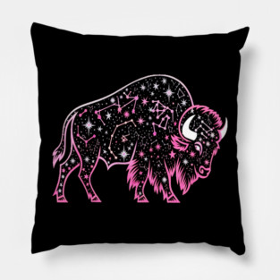 Buffalo Constellation Starry Night Animal Lovers Design Pillow