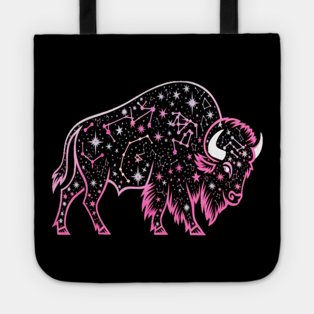 Buffalo Constellation Starry Night Animal Lovers Design Tote by BirdsnStuff