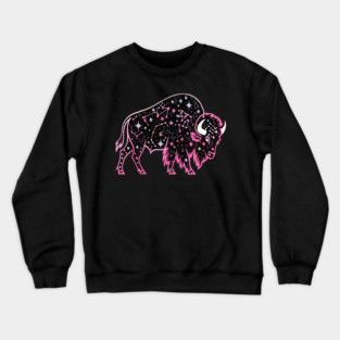 Buffalo Constellation Starry Night Animal Lovers Design Crewneck Sweatshirt