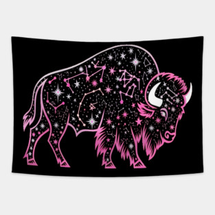 Buffalo Constellation Starry Night Animal Lovers Design Tapestry