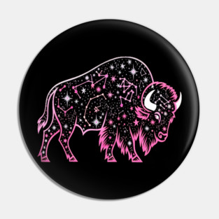 Buffalo Constellation Starry Night Animal Lovers Design Pin