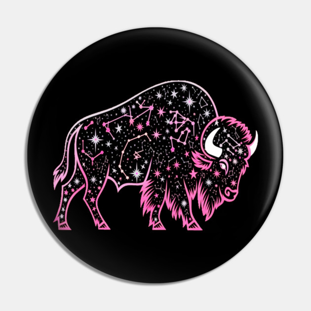 Buffalo Constellation Starry Night Animal Lovers Design Pin by BirdsnStuff