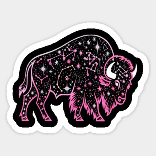 Buffalo Constellation Starry Night Animal Lovers Design Sticker