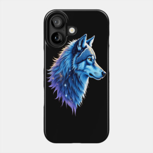 Celestial Cosmic Wolf in Purple Blue Colors Nature Lovers Phone Case