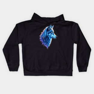 Celestial Cosmic Wolf in Purple Blue Colors Nature Lovers Kids Hoodie