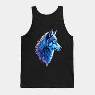 Celestial Cosmic Wolf in Purple Blue Colors Nature Lovers Tank Top