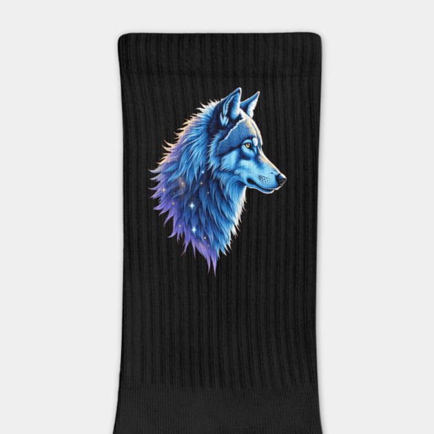 Celestial Cosmic Wolf in Purple Blue Colors Nature Lovers by BirdsnStuff