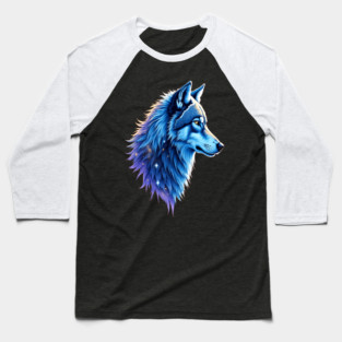 Celestial Cosmic Wolf in Purple Blue Colors Nature Lovers Baseball T-Shirt