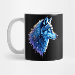 Celestial Cosmic Wolf in Purple Blue Colors Nature Lovers Mug