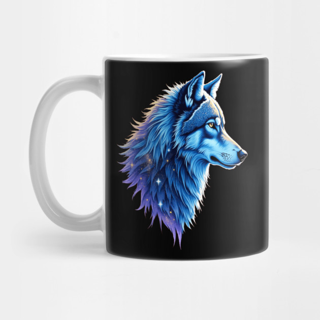 Celestial Cosmic Wolf in Purple Blue Colors Nature Lovers by BirdsnStuff