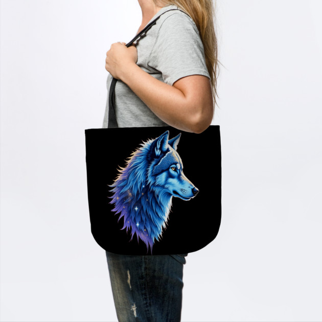Celestial Cosmic Wolf in Purple Blue Colors Nature Lovers by BirdsnStuff