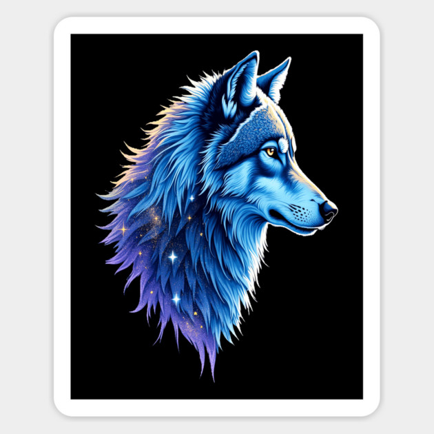 Celestial Cosmic Wolf in Purple Blue Colors Nature Lovers Magnet by BirdsnStuff