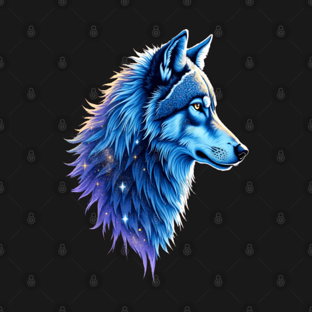 Celestial Cosmic Wolf in Purple Blue Colors Nature Lovers by BirdsnStuff