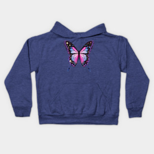 Cosmic Celestrial Vibrant Pink Blue Butterfly Kids Hoodie