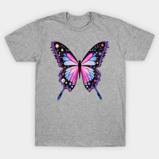 Cosmic Celestrial Vibrant Pink Blue Butterfly T-Shirt