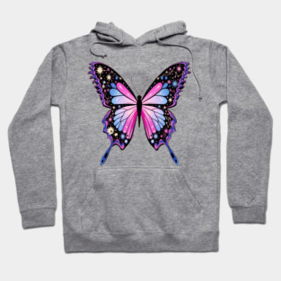 Cosmic Celestrial Vibrant Pink Blue Butterfly Hoodie