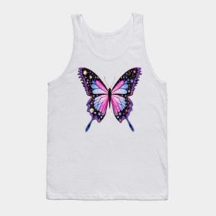 Cosmic Celestrial Vibrant Pink Blue Butterfly Tank Top