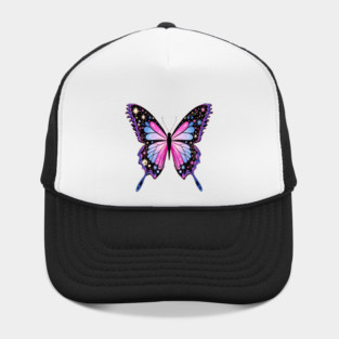 Cosmic Celestrial Vibrant Pink Blue Butterfly Hat