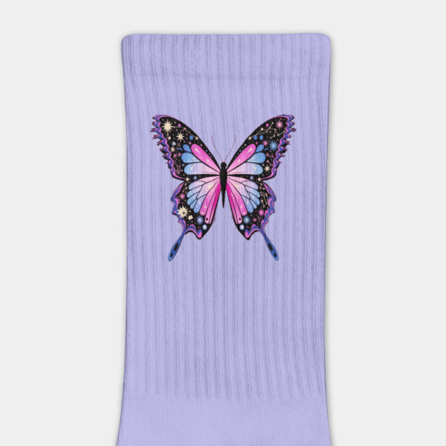 Cosmic Celestrial Vibrant Pink Blue Butterfly by BirdsnStuff