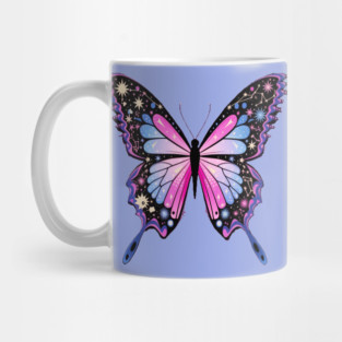 Cosmic Celestrial Vibrant Pink Blue Butterfly Mug