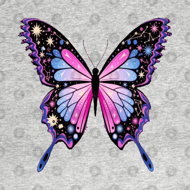 Cosmic Celestrial Vibrant Pink Blue Butterfly by BirdsnStuff