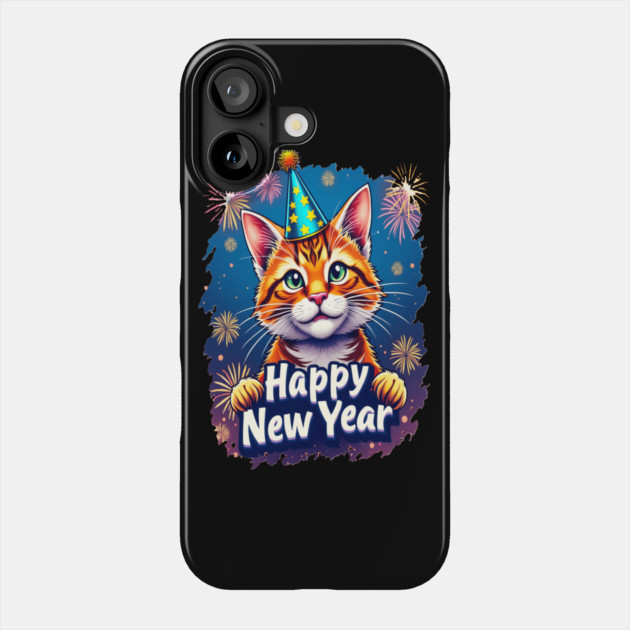 New Year's Cat Celebration Cat Owner Lovers Design Phone Case by BirdsnStuff