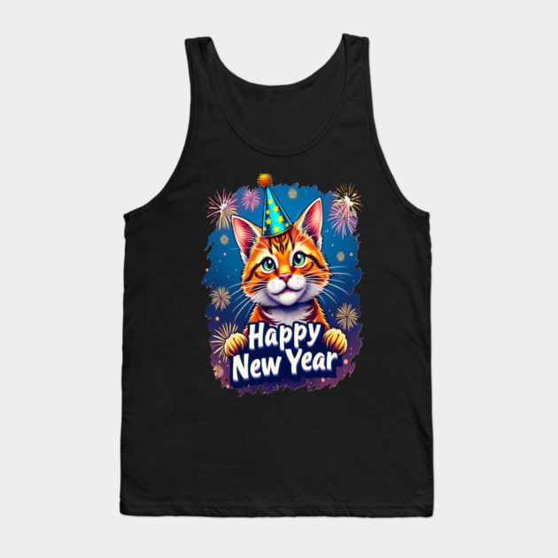 New Year's Cat Celebration Cat Owner Lovers Design Tank Top by BirdsnStuff