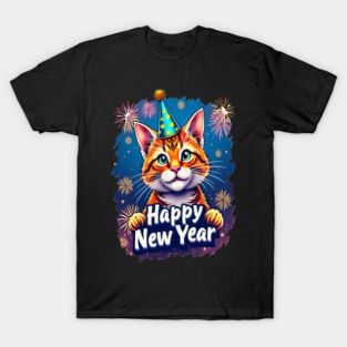 New Year's Cat Celebration Cat Owner Lovers Design T-Shirt