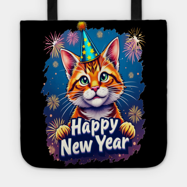New Year's Cat Celebration Cat Owner Lovers Design Tote by BirdsnStuff